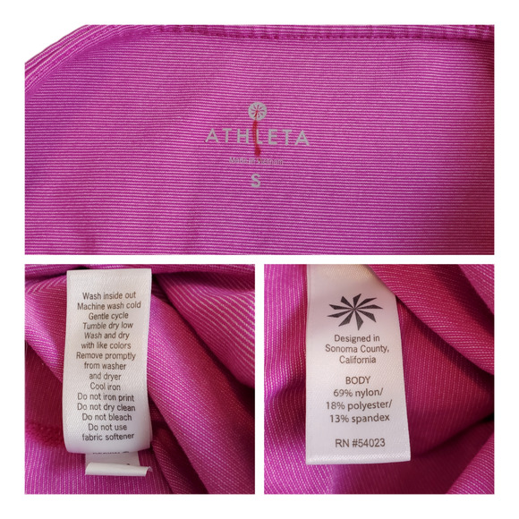 ATHLETA Capri Pink Striped Athletic Work Out Leggings Women's Size Small - Picture 11 of 13
